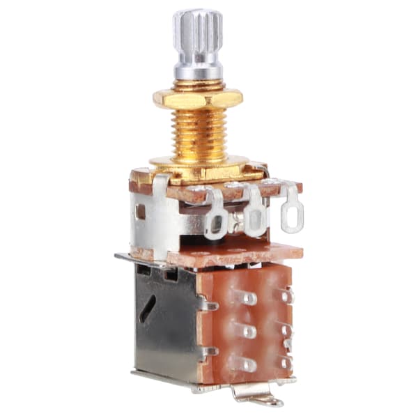 Gitarrkontrollpott Tonpotentiometer Elgitarr Bas Push Pull 18mm Skaftlängd a500kGuld