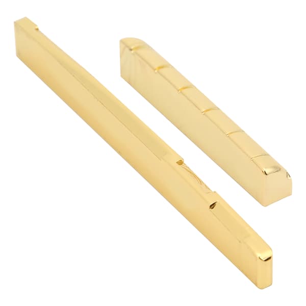 Gyllene mässing 6-strängad akustisk gitarrstallmutter och sadelkit, 74 mm sadel, 1 mutter 1 sadelset