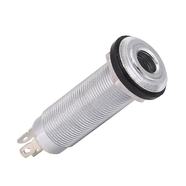 Gängad Barrel Output Jack Plug Socket Connector 1/4 tum för elgitarr och bas silver