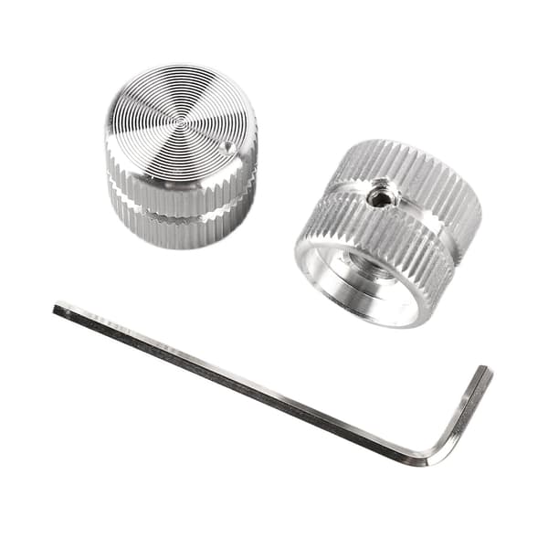Silver metallgitarr volym tonkontrollknappar 2-pack med skiftnyckel för elektrisk bas & gitarrpotentiometerdelar
