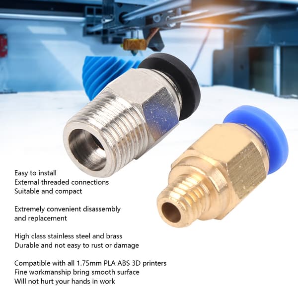 20 stk. lige pneumatisk fitting Push Connect til Bowden Ex 3D-printere PC4-M10/PC4-M6