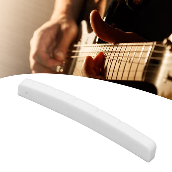 Elgitarrsadel, böjd, förskårad, ben, krämvit, 1 st, gitarrhårdvara