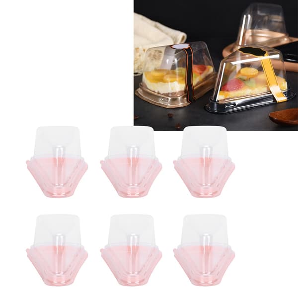 100 st triangulär tårthållare transparent PET-matmuffin förpackningsbehållare rosa