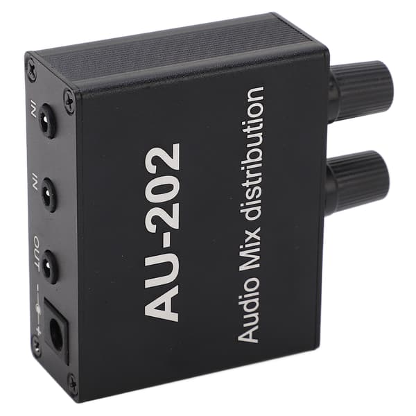Mini Audio Distributionsmixer 2 ind 2 ud Stereo Forstærker Distributør med Strømadapter 100‑240V EU-stik