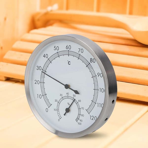2-i-1 Rustfrit Stål Dampbad Sauna Rum Termometer Hygrometer Termo Hygrometer Indendørs
