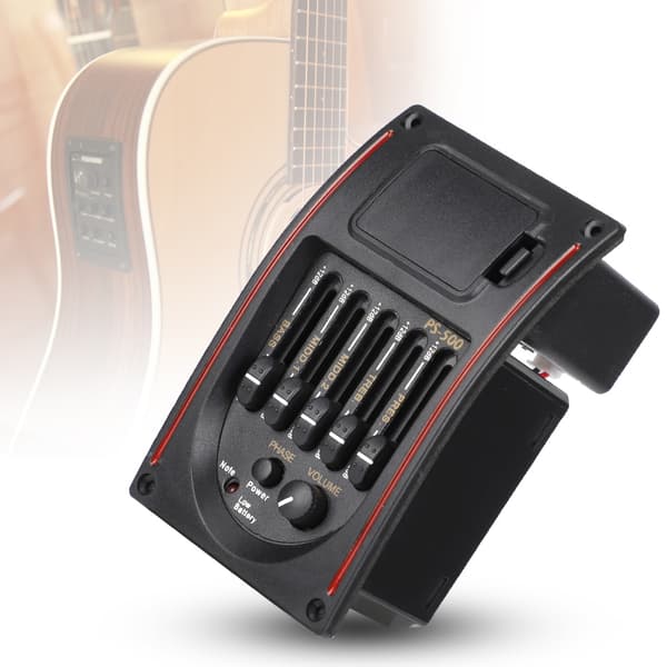 5-bands elektroakustisk gitarrförförstärkare EQ Equalizer Pickup Tuner Tillbehör