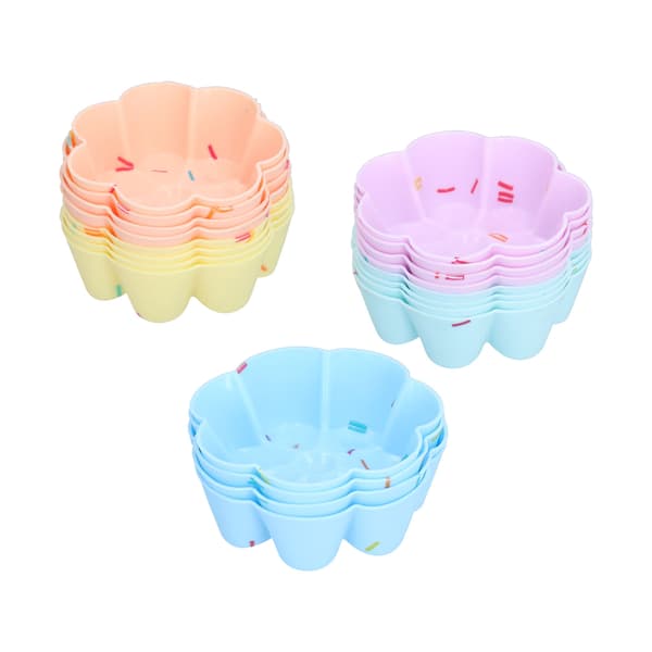 20 stk. Cupcake Bageform Silikone Muffinsforme Cupcakeforme Gelé buddingform 7 kronblad blomstersæt
