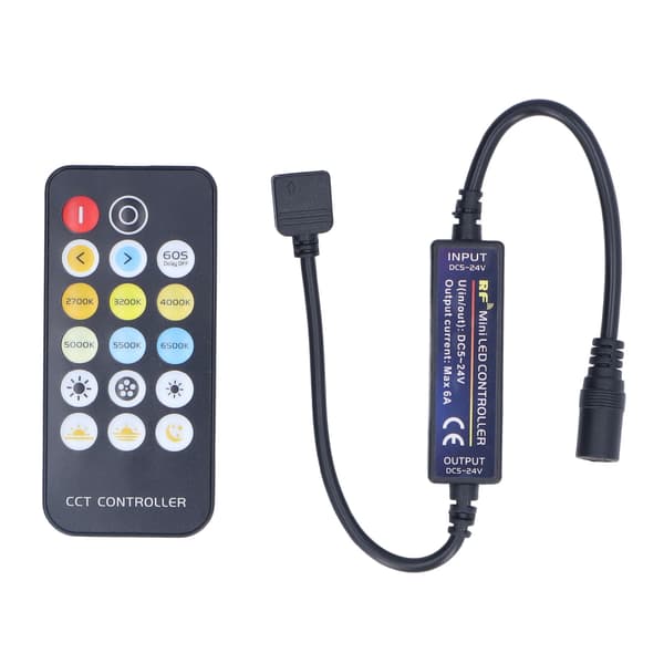 Mini RF lysdæmperkontrol LED farvetemperaturcontroller 17 taster strip lyscontroller
