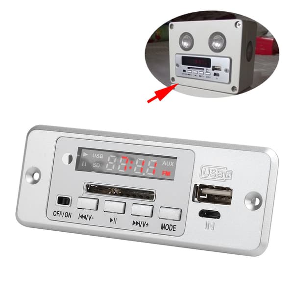 5V USB FM-radio MP3-afspillerkort, lydafkodermodul med effektforstærker til musik, sølv