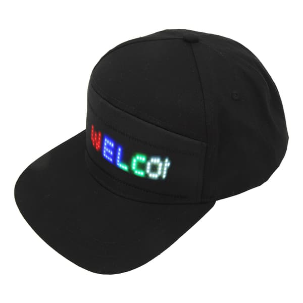 LED-hat programmerbar Bluetooth APP redigerbar farverig kasket til udendørs koncert karneval sort