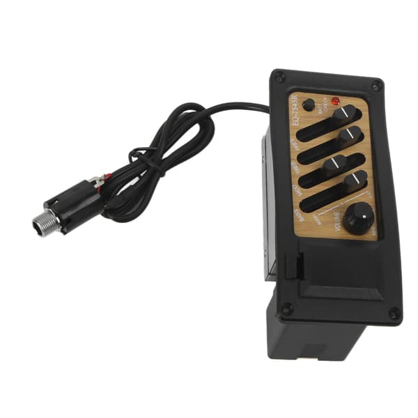 Akustisk Gitarr Piezo Pick-Up Förförstärkare 4-Bands EQ Equalizer System Träkornsdesign Färg 7545R