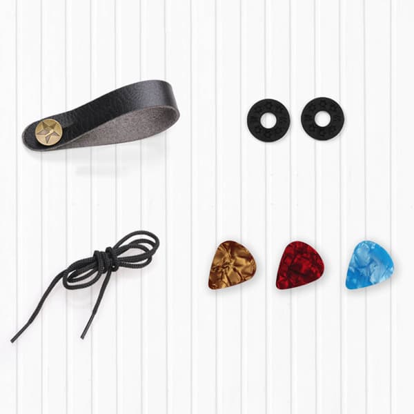 Blågrå broderad gitarrremset Folklig akustisk axelrem Snodd Gitarrplektrum Halkfritt spänne Kit