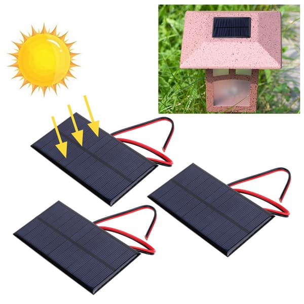 3 st DC 6V 1W Solpanel Cell Strömmodul Polykristallin Solpanel med 30 cm Kabel