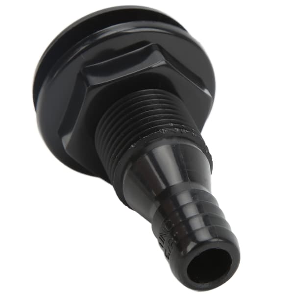 5/8in Båd Gennem Skrog Fitting Lige ABS Slangeforbindelse, Sort, Marinekvalitet, Slagfast