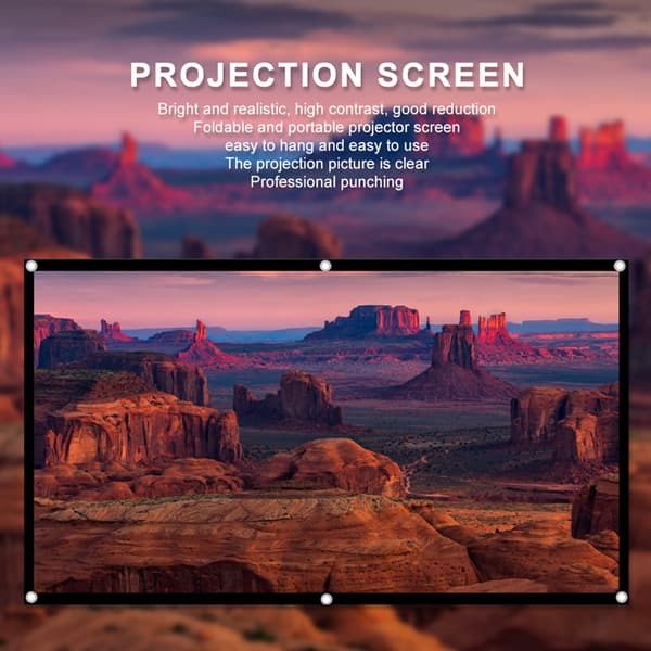 16:9 Foldbart 100 tommer projektorskærm, bærbart polyesterprojektionsdisplay til hjem og kontor