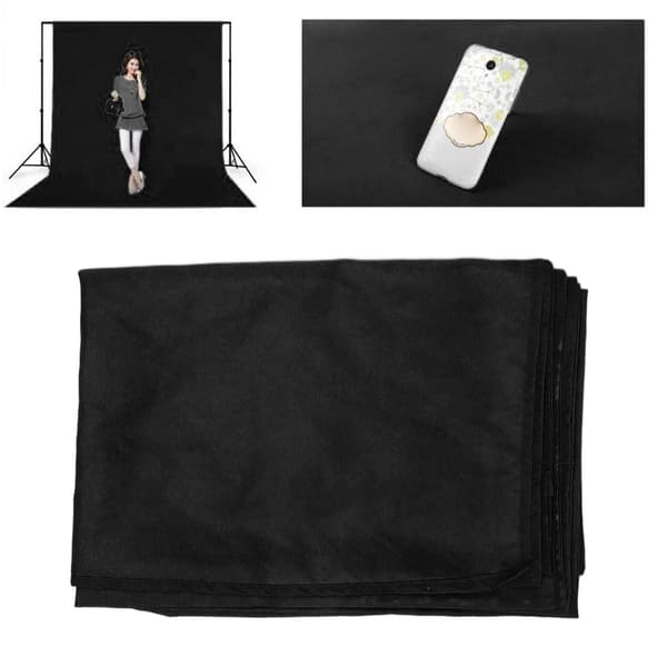 Fotobaggrund Blød Polyester Krølfri Studiebaggrund til Fotoboksfester Sort 4.9x9.8ft