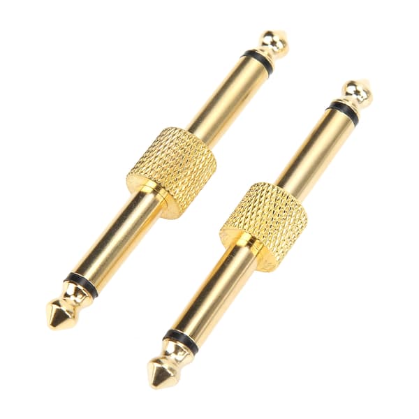 2ST 6,35 mm effektadapterkontakt brusreducerande gitarrpedalkopplare omvandlingsplugg guld