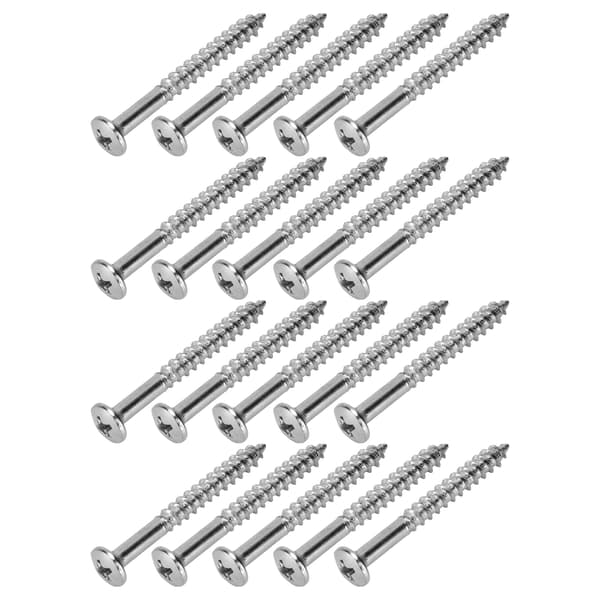 20-pack gitarrhals-skruvar i rostfritt stål, rostfritt monteringsset för elbas, silver, 20 delar