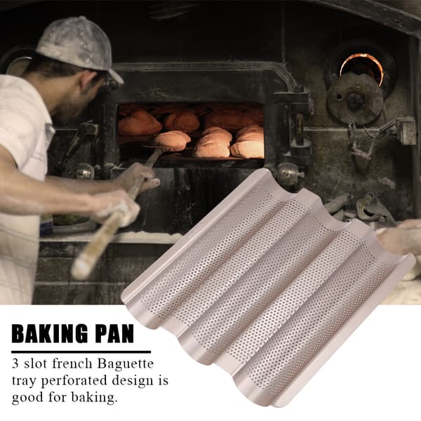 10 tommer fransk brødform Baguette bageplade perforeret 3-slids non-stick bageform