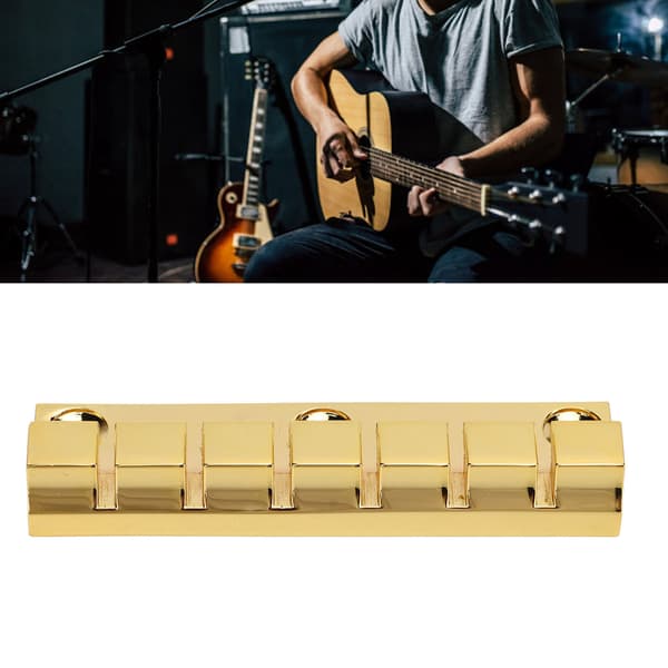 Guld 6-strängad gitarr fast stall enkel montering robust metall elgitarrstallbyte med 1 stall och 3 skruvar