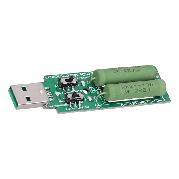 Mini USB belastningstester Power Bank afladningsmodstand med 1A 2A strømknap 5VDC