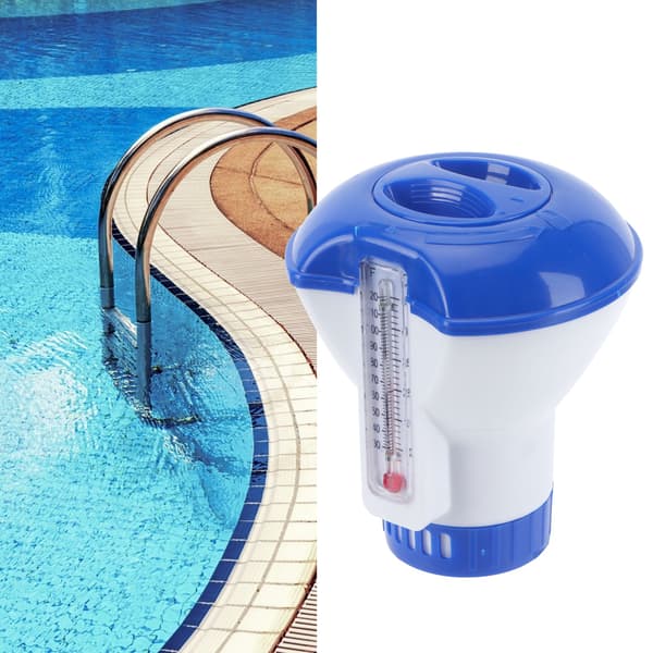 5 tommer flydende kemikaliedispenser til pool med termometer flydende klordispenser