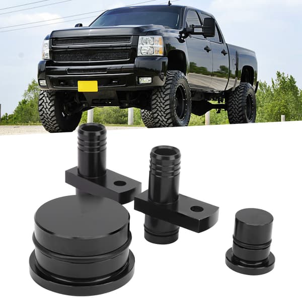 PCV-omdirigeringssæt med port- og resonanspropper til Duramax 6.6L 04.5-10, sort