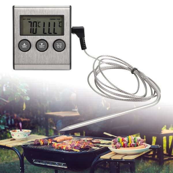 BBQ Termometer Kött Matlagningssond Termometer med Timer Temperaturmätverktyg