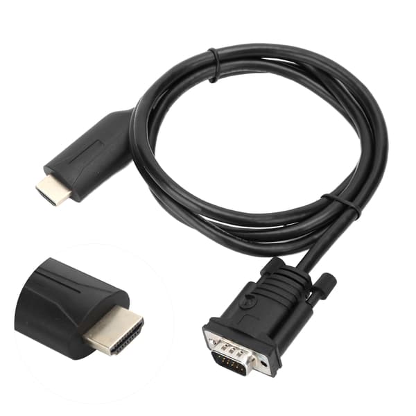 HDMI til VGA-adapterkabel 1,2 m, digital til analog konverter til pc, bærbar computer, skærm