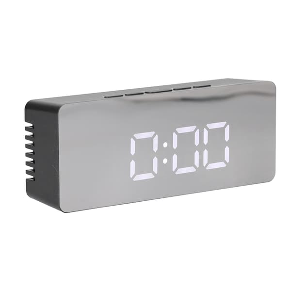 LED Spegelväckarklocka Rektangulär Digital Klocka med Temp Display för Sovrum Vardagsrum Kontor Resor