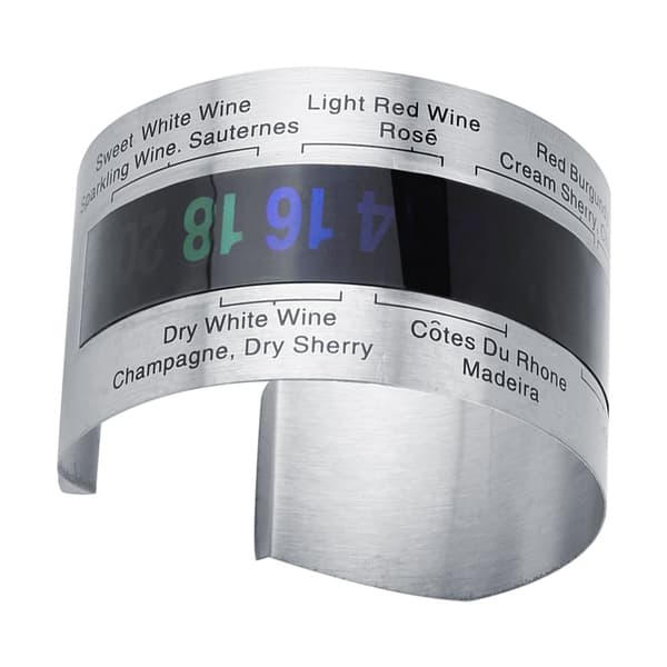Vinflasketermometer i rustfrit stål med LCD-display, til øl og rødvin, armbåndstemperatursensor
