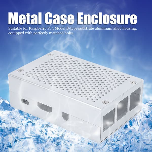 Metallhölje Kylfläns Dammtätt Chassi Moderkortdelar för Raspberry Pi 3 Model B+