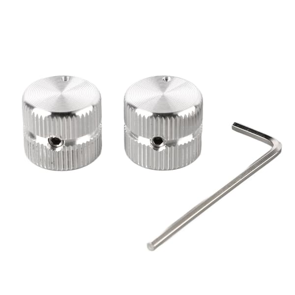 Silver metallgitarr volym tonkontrollknappar 2-pack med skiftnyckel för elektrisk bas & gitarrpotentiometerdelar