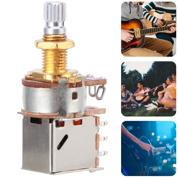 Gitarrkontrollpott Tonpotentiometer Elgitarr Bas Push Pull 18mm Skaftlängd a500kGuld
