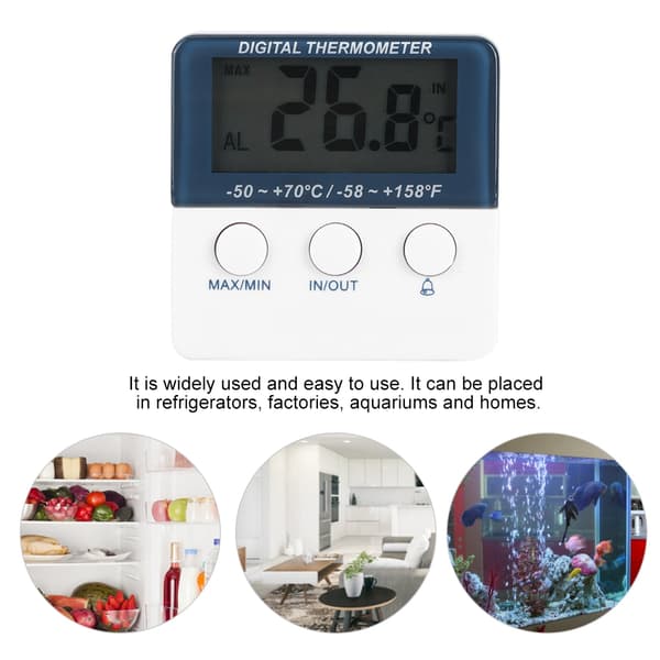 Mini digital larmtermometer för inomhus- och utomhusbruk med sond