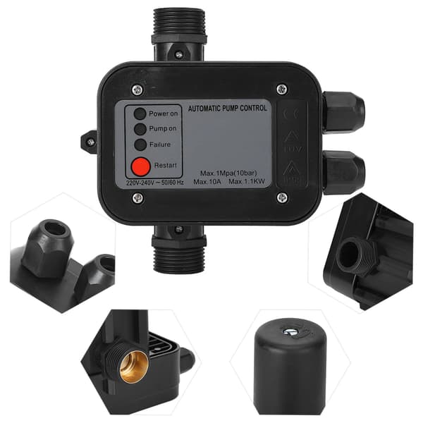 220V Sort Selvansugende Vandpumpe Trykafbryder Automatisk Trykregulator