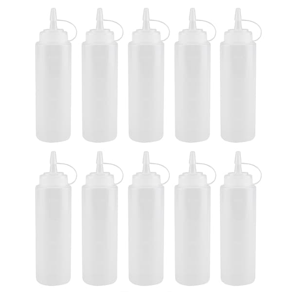 240 ml 10 stk./sæt plastikkrydderidispenser til sauce, olie, fløde, eddike (hvid)