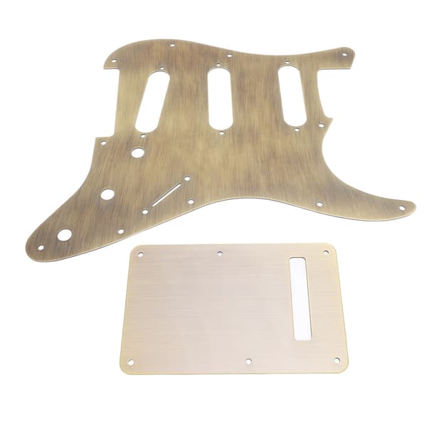 Bronsmetall Elgitarr Scratchplate & Bakplatta Set för 3 Single Coil Pickups, SSS-stil, 2-delat kit