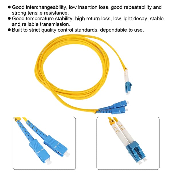 9,8 fod SC til LC fiberoptisk patchkabel PVC single-mode jumper til netværk