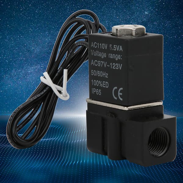 Snabbrespons Plast Elektrisk Magnetventil 110V 2 Position 2-vägs Luft Vatten Olja G1/4