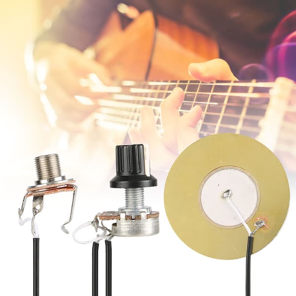 Gitarr Piezo Transducer Pickup för Gitarr Fiol Ukulele Mandolin Banjo Svart