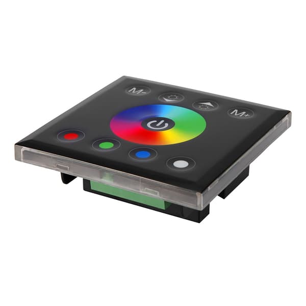 Vægmonteret farverig RGBW LED Touch Panel Controller Lysdæmperkontakt til LED Strip Light Sort