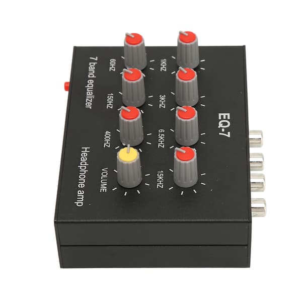 7-bånds grafisk equalizer RCA ind/ud, 12dB basforstærkning, 2-kanals stereo lydprocessor