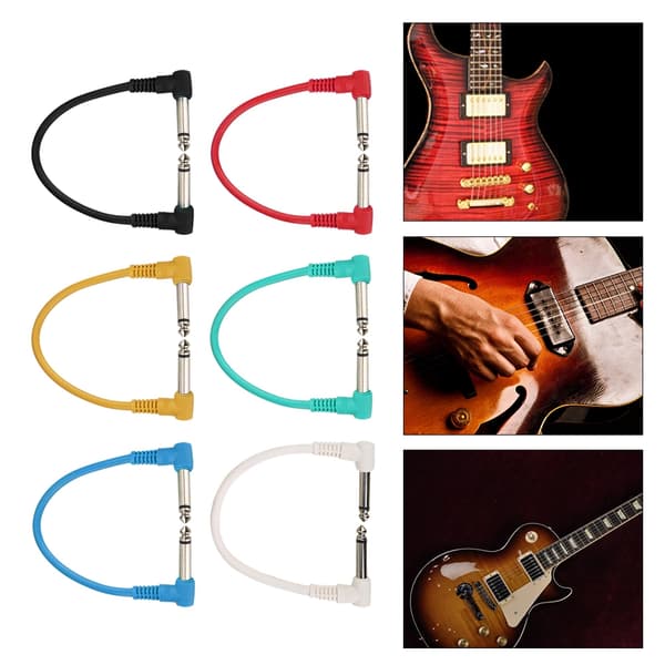 6 st 1/4\" vinklade ljudpatchkablar för elgitarr effektpedal