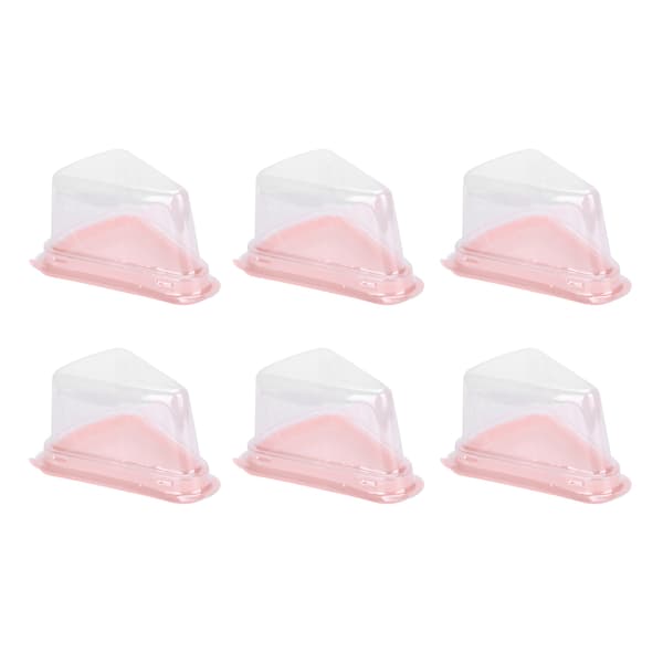 100 st triangulär tårthållare transparent PET-matmuffin förpackningsbehållare rosa