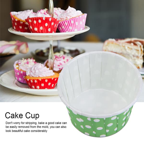100 STK Mini Cupcakeforme Papir Runde Kagebageforme Muffinsforme Bryllup Hjem Grøn
