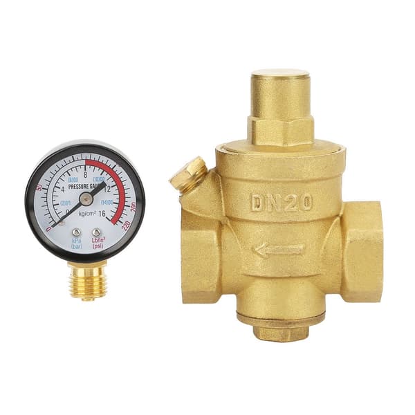 DN20 Justerbar Vattentrycksregulator i Mässing med Manometer
