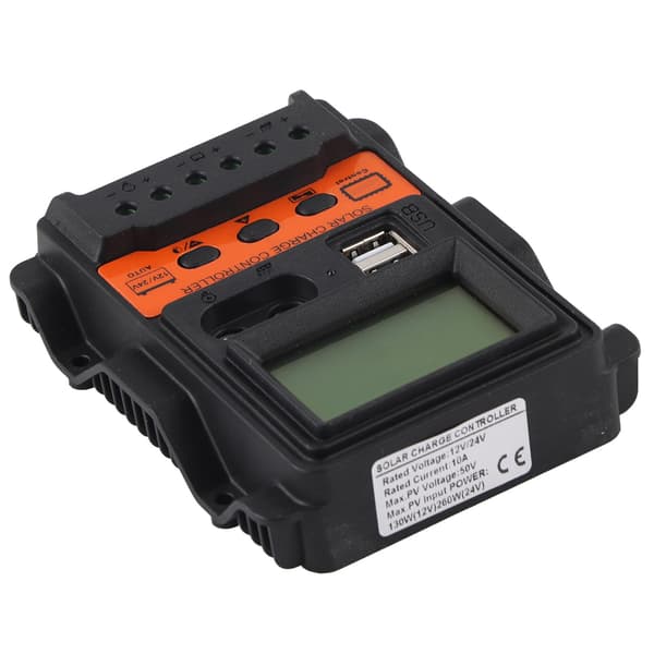 Solar Charge Controller LCD Display 2 USB Output PWM Panel Charging Regulator 12V 24V10A 130W 260W