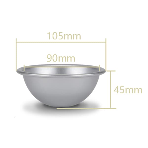 10 cm halvcirkelformad form i aluminium, halvsfär, chiffongkaka, bikini, efterrätt, pudding, bakform