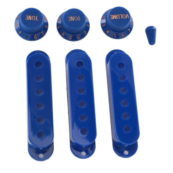 3x ABS Single Coil Pickup Covers + 3 Volume/Tone Knobs + 1 Switch Tip til Elguitar SSS Kit